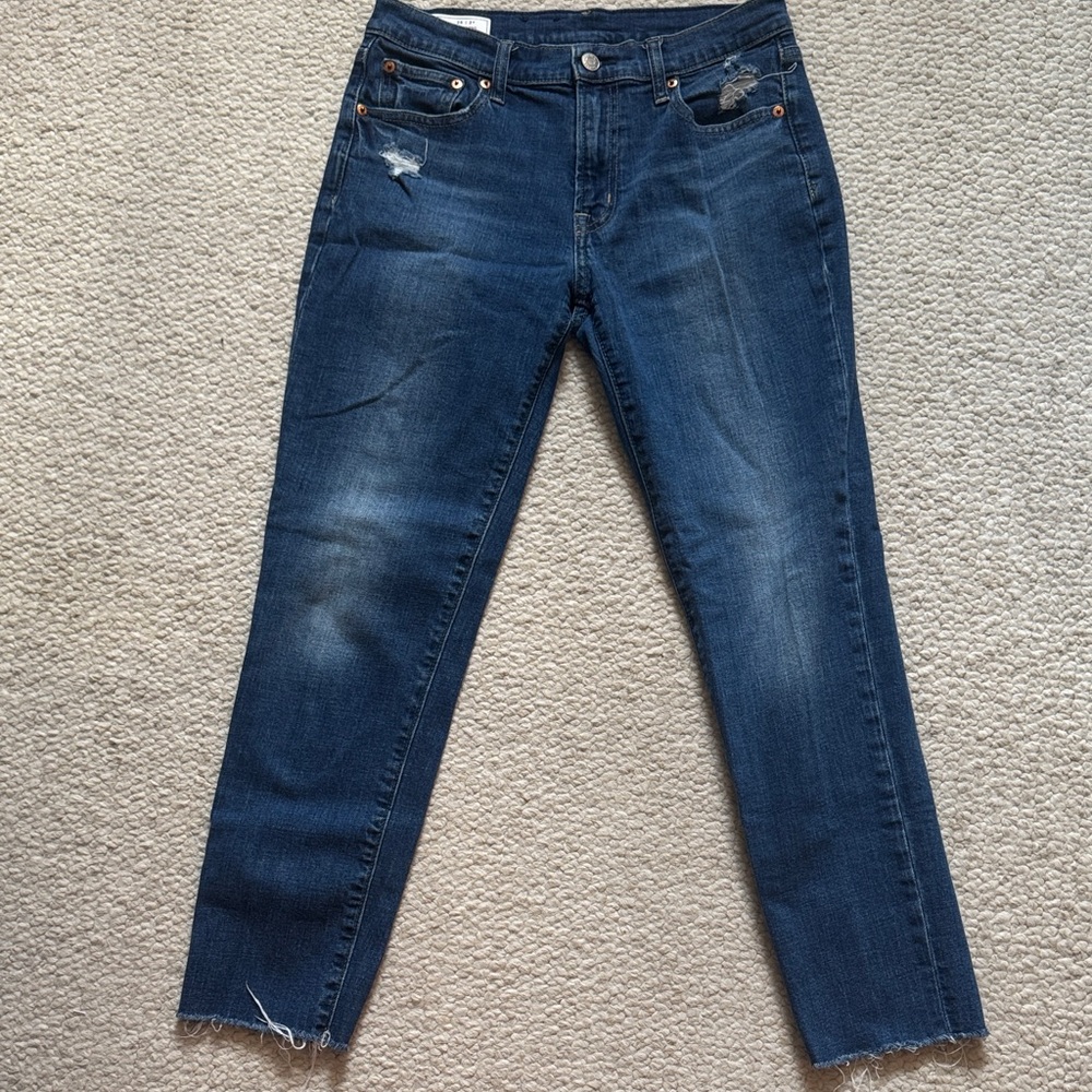 GAP girlfriend midrise Dark Blue Cropped Slim Jeans